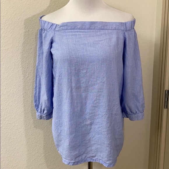 edc Tops - EDC Off the shoulder blue and white striped blouse